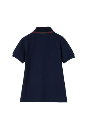 Dark blue stretch cotton piquet Polo shirt GUCCI KIDS | 805405XJGXV4306